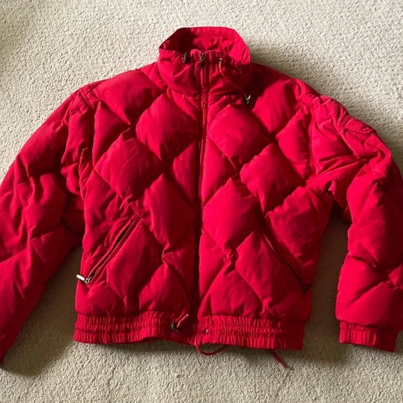 Vintage Eddie Bauer Red Quilted Puffer Down Feather Jacket medium - Picture 3 of 6